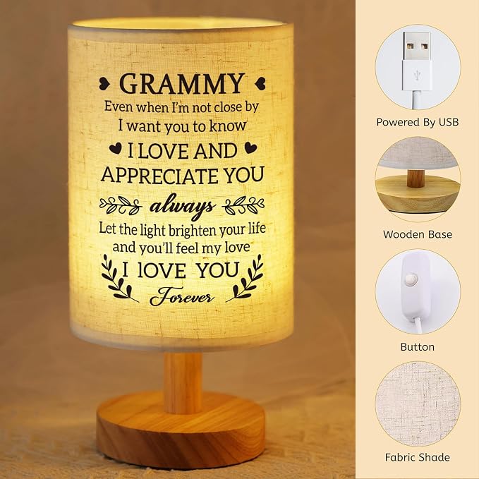 Grammy Gifts from Grandkids, Fabric Bedside Table Lamp Presents