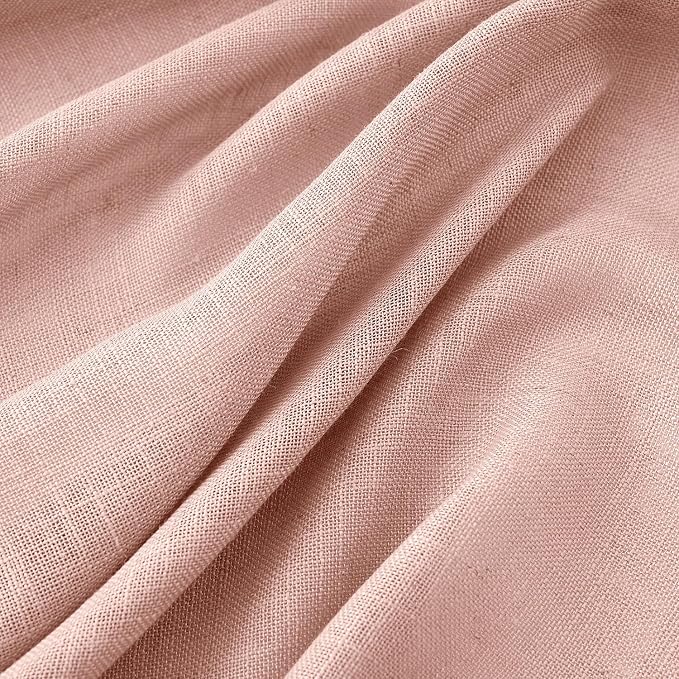 MIULEE Blush Pink Linen Curtains 52x90 Inch Long 2 Panels for Bedroom | Soft Thick Linen Textured Window Drapes, Semi Sheer Light Filtering, Back Tab, Living Room, Light Pink Decor