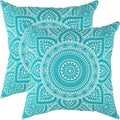 TreeWool Mandala Accent Throw Pillow Covers 18x18 Set of 2 (Turquoise) | Decorative Throw Pillowcases for Sofa & Couch; 100% Cotton Accent Covers Ideal for Spring & Summer Stylish Home Decor