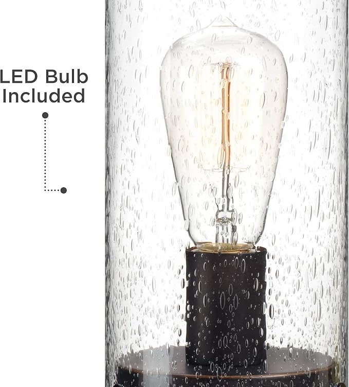 360 Lighting Munro 12" Bronze Brown Small Accent Lamp Glass Edison LED Bulb