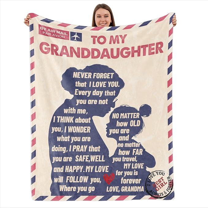 TURMTF Granddaughter Blanket, Christmas Birthday Gifts for Granddaughters, 56x71