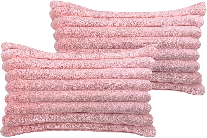 COTEY 12x20 Decorative Faux Fur Throw Pillow Covers Set of 2- Pink