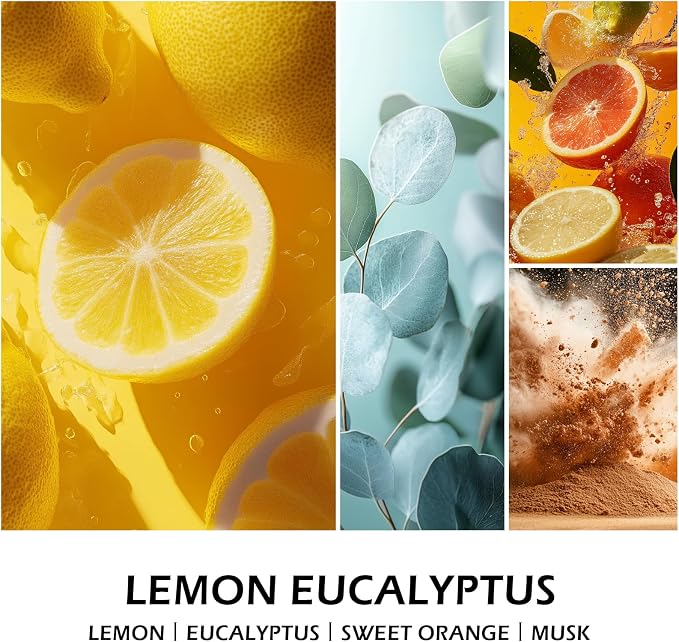 Molensun Lemon Eucalyptus Scented Candle, Soy Wax 7 oz | Bright lemon eucalyptus aromatherapy fragrance; 50H burn long-lasting jar candle; Gift for women