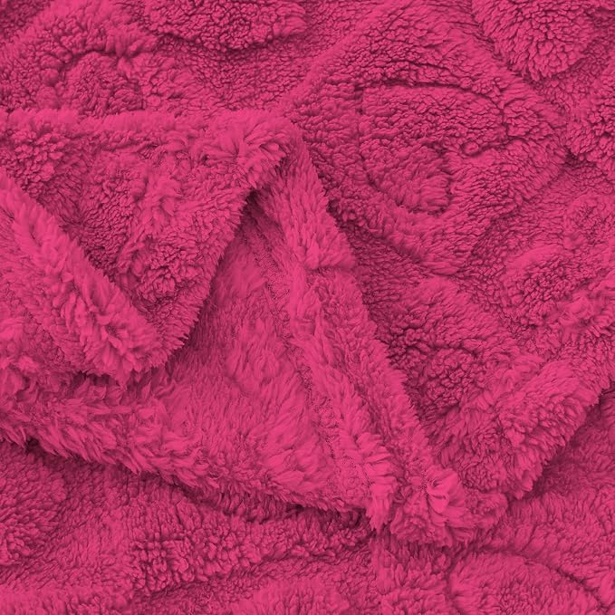 FY FIBER HOUSE Throw Blankets with Heart Checkered,Soft Warm Blankets for Lover Mom Father Gifts,Washable Lightweight Fuzzy Blanket for Couch Sofa Bed Office All Season(Hot Pink,50"x60"