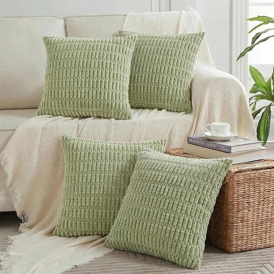 Fancy Homi 4 Packs Decorative Throw Pillow Covers for Living Room Couch Bed, Modern Farmhouse Boho Home Décor Accent Cushion Case, 16" x 16", Sage Green
