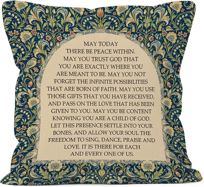 Vintage Floral Catholic Throw Pillow Cover 18x18, Christian Decor Pillow Cases for Women, Religious Inspirational Decorative Square Pillowcases for Home Living Room Bedroom Church