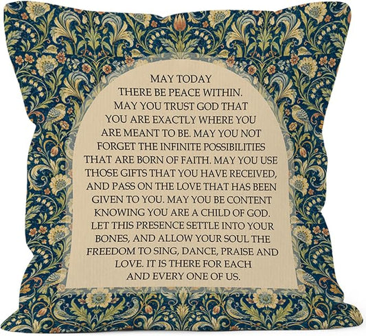 Vintage Floral Catholic Throw Pillow Cover 18x18, Christian Decor Pillow Cases for Women, Religious Inspirational Decorative Square Pillowcases for Home Living Room Bedroom Church