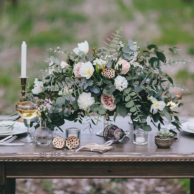 CEWOR 80pcs Artificial Eucalyptus Stems Fake Eucalyptus Leaves Stems Real Touch Leaf Branches for Flower Bouquet Wedding Easter Centerpiece Spring Home Office Decor (Pack of 2)