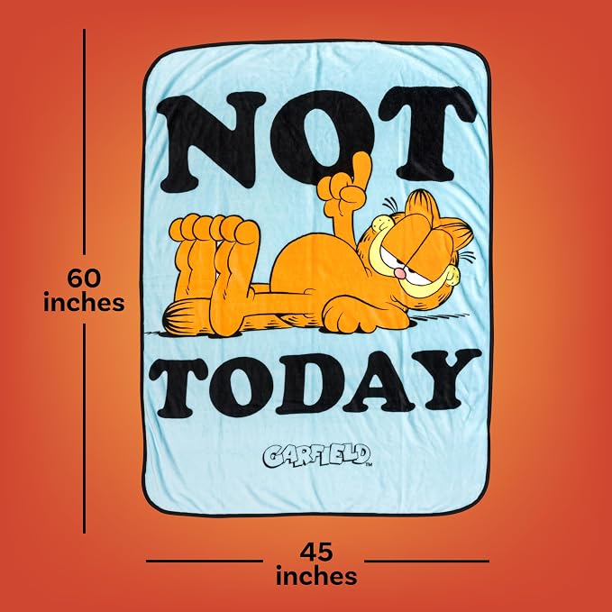 Silver Buffalo Garfield Not Today Quote, Fleece Throw Blanket, 45x60in | Soft and Cozy, 185 GSM