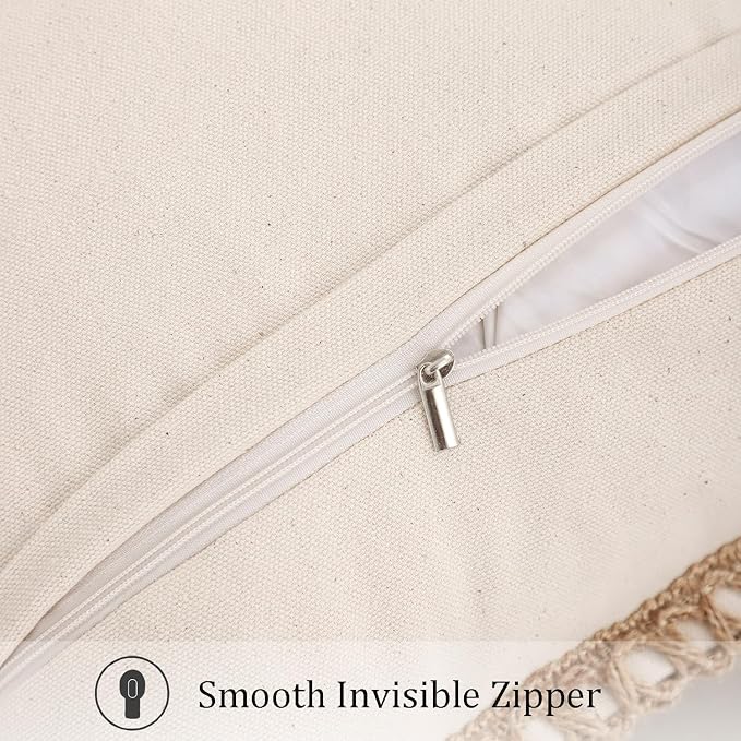 LUOYEHK Tropical Starfish Pillow Covers 18X18 Inch Set of 2 Beige Embroidered Throw Pillow Covers with Jute Rope Summer Decorative Pillowcase Square Cushion Covers for Couch Sofa Bed Home Decor