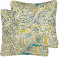 Mika Home Pack of 2 Throw Pillow Covers Decorative Pillow Shells for Sofa Couch, Paisley Pattern, 22x22 Inches,Green Brown Cream Multicolor