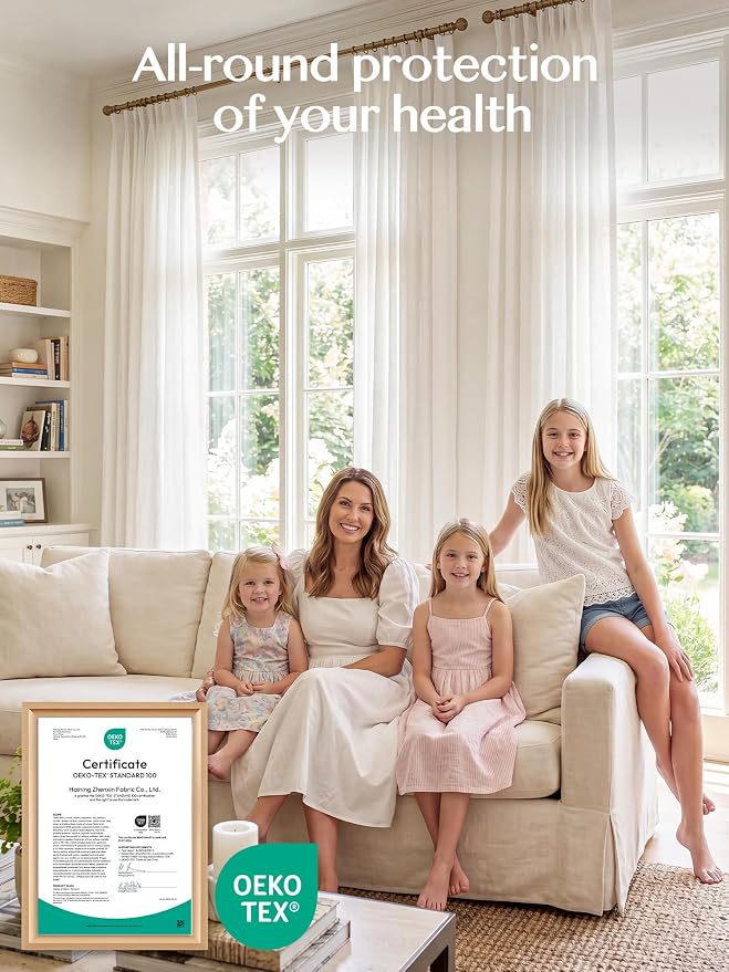 Liz Pinch Pleated Linen Curtains 92 Inches Long, Light Filtering Curtains for Living Room, Farmhouse Window Curtains for Bedroom, Modern Drapes with Hooks and Rings, White, 2 Panels Set