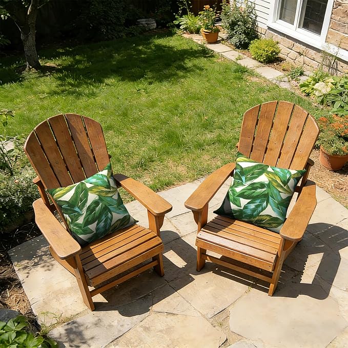 Outdoor Pillow Covers 16x16 Inch Set of 2 Waterproof Decorative Throw Pillow Covers Patio Pillow Cases for Patio Furniture Garden Couch Farmhouse,Lush Leaf Jungle