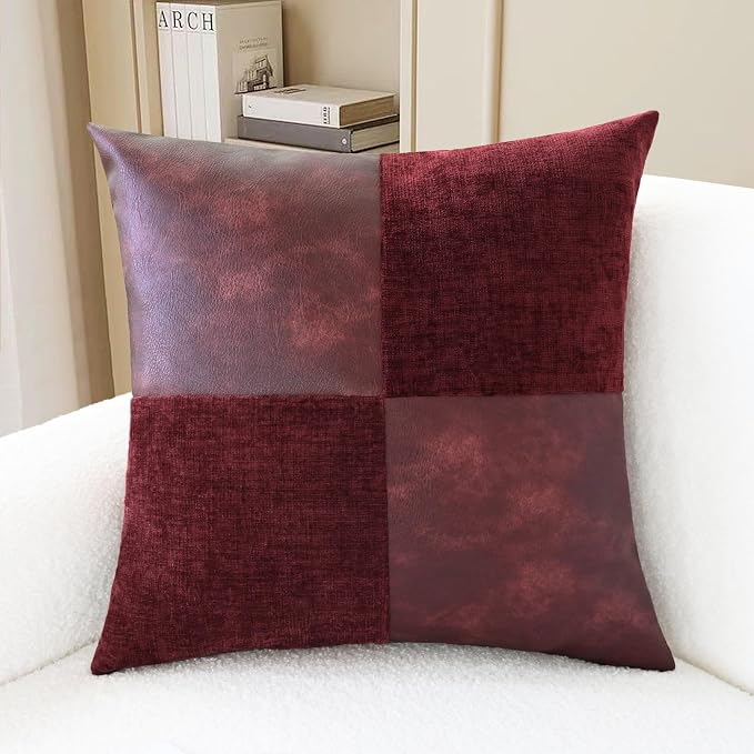 CaliTime Decorative Couch Throw Pillow Covers 16 X 16 Inches Burgundy Red
