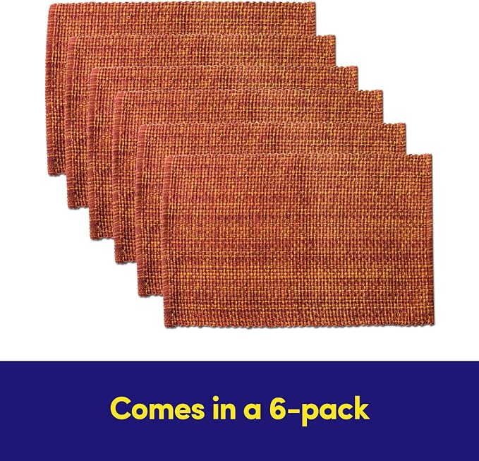 Sweet Home Collection 100% Cotton Placemats for Dining Room Rectangle Two Tone Woven Fabric 13" x 19" Soft Durable Table Mat Set, Set of 4, Rust