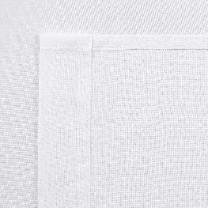 DWCN White Sheer Curtains Linen Look Grommet Long Curtain for Bedroom Voile Sheer Drapes Set of 2 Panels, 52 x 95 Inch Length