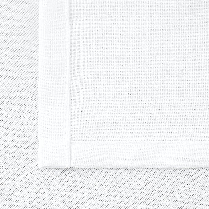 YoungsTex White Linen Curtains 63 Inch Length 60 Inch Wide, Semi Sheer Light Filtering Window Drapes Extra Wide with Back Tab Rod Pocket for Living Room Bedroom Rustic Country, 2 Panels