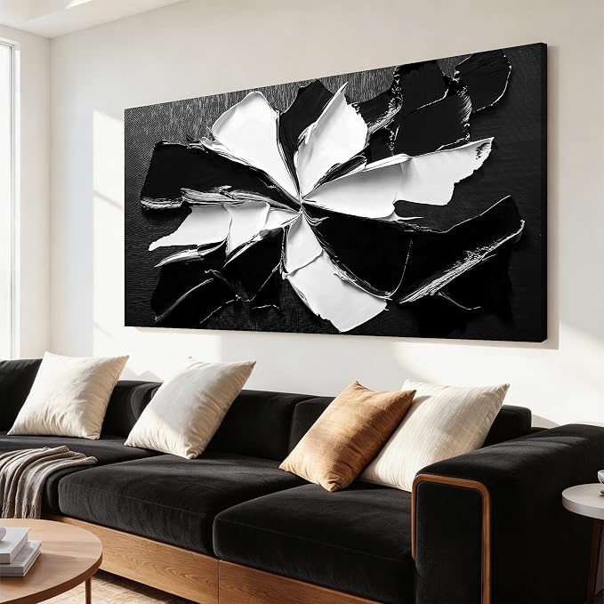 Abstract Wall Art Decorations Modern Large Wall Art for Living Room Abstract Canvas Art Wall Decor Oversized Black and White Wall Art Prints Flowers Artwork for Walls Office Home Decor 29" X 58"