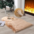 linmopm Faux Fur Sheepskin Rug, Beige, 2x3 ft | Shag Fluffy Fuzzy, High-Density Cushion, For Bedroom Bedside Living Room, Plush Carpet, Sofa Cover