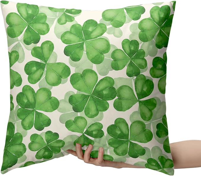 Saint Patricks Day Pillow Covers 22x22 Green Clover Pillow Case Set of 2 Lucky Charm Throw Pillow Covers St Patricks Cotton Blend Cushion Case for Living Room Sofa Couch