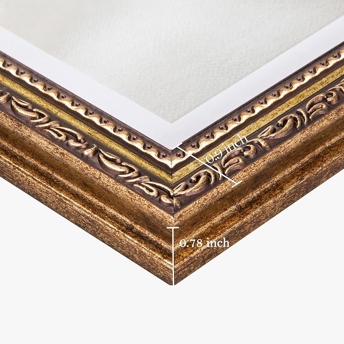 eletecpro 9x12 Vintage Picture Frame, Glass Cover, Bronze Gold, 2-Pack