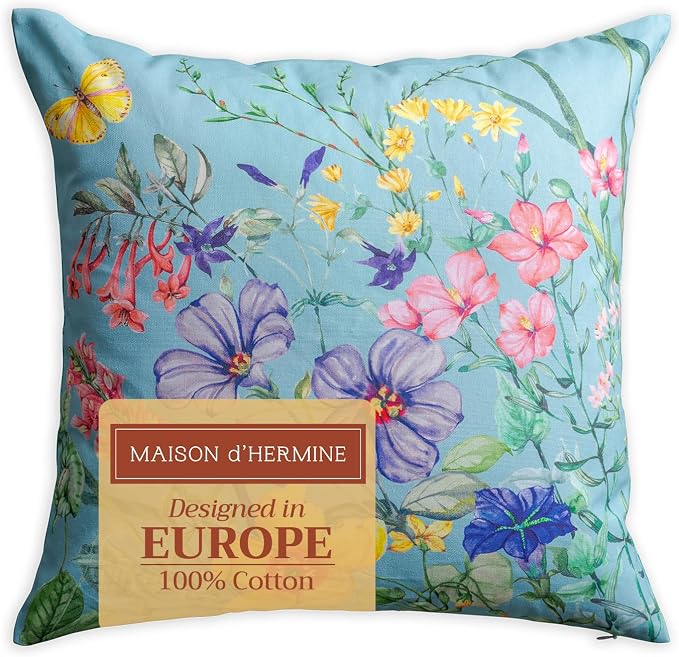Maison d' Hermine Throw Pillow Covers 100% Cotton (18" x 18" - Pack of 1)