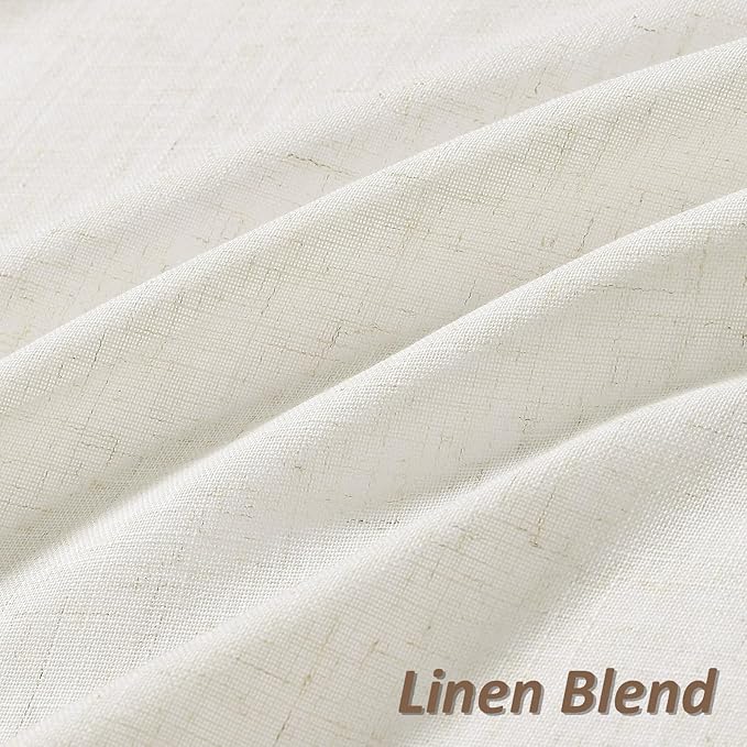 Extra Long Linen Curtains 144 Inches Long for Living Room Natural Cream Semi Sheer Curtain Rod Pocket 2 Panels Set Boho Farmhouse Light Filtering Window Drapes for Bedroom Beige Ivory 52x144