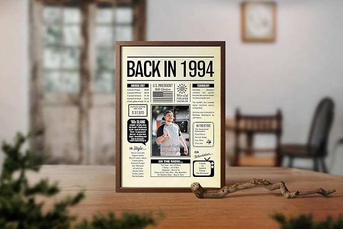 Personalized 31 year old birthday gifts - Back in 1994 Poster - Centerpiece Table Decorations 31st Birthday Party - Custom Born in 1994 Newspaper Vintage Poster for Him, Her
