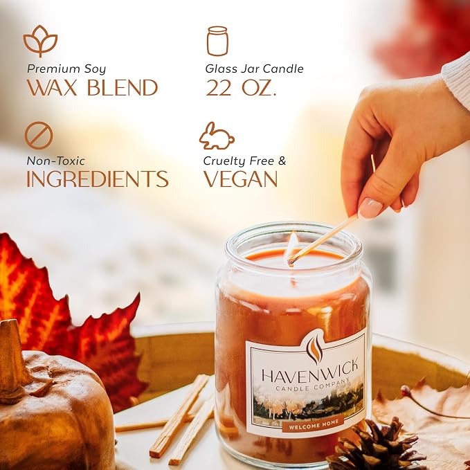 Havenwick Welcome Home Soy Candle Long-Lasting, 22 oz Jar | Long-Lasting 110-130 Hour Burn Time, Single Cotton Wick, Relaxing Scent For New Home Gifts And Housewarming