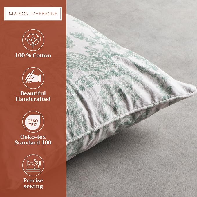 Maison d' Hermine Throw Pillow Covers 100% Cotton (20" x 20" - Pack of 1)