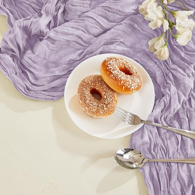 6 Pack Purple Cheesecloth Table Runner 35×120 Inch Boho Gauze Home Decor | Rustic cheese cloths Sheer Gauze for Wedding Bridal Baby Shower Birthday Party Table Decor Halloween Thanksgiving Christmas
