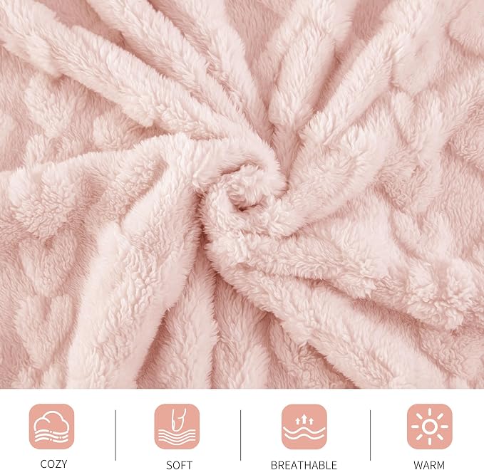 Aganear Twin Blanket - 3D Stylish Design, Lightweight Blanket Super Soft, Warm, Decorative Present for All Seasons, Portable Throw Blankets for Couch, Sofa, Bed, Car(60"×80", Pink)