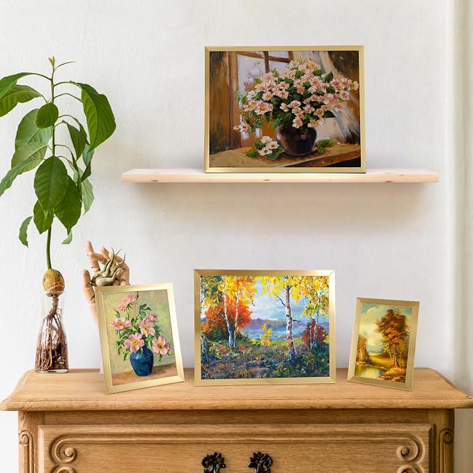 Giftgarden 16 Pack Gold Picture Frames for Multi Sizes Photos, Including Two 11x14, Two 8x10, Six 5x7, Six 4x6, Assorted Gallery Collage Frame Set for Wall or Tabletop Display, Fathers Day