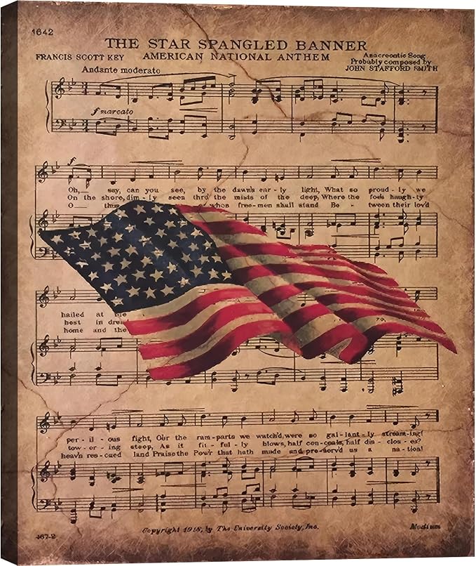 Framed Vintage Distressed American Flag Wall Art, Patriotic Canvas Art Pictures, USA Retro Wall Decor, Made in USA Ready to Hang for Living Room Garage Bar