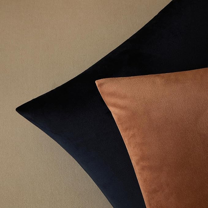 JUSPURBET Decorative Velvet Throw Pillow Covers 18x18 Set of 2,Mocha Mousse