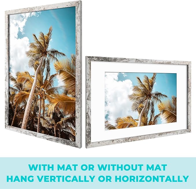 6 Pack 16x24 Distressed White Picture Frame with Real Glass Mat for 12x18