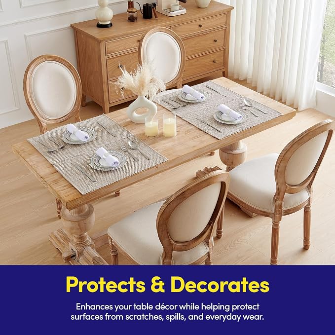 Sweet Home Collection 100% Cotton Placemats for Dining Room Rectangle Two Tone Woven Fabric 13" x 19" Soft Durable Table Mat Set, Set of 6, Taupe