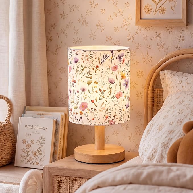 VIHOSE Wildflower Kids Table Lamp for Bedroom Kids Lamps for Girls Room