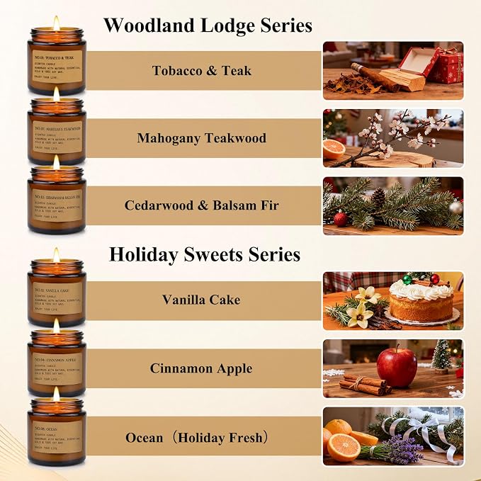 Scented Candles Gift Set,12 Pack Aromatherapy Candles for Home Scented, | Aromatherapy Jar Candle Gifts for Women, Natural Soy Wax Amber Candle Set, Scented Candles Set for Birthday Present