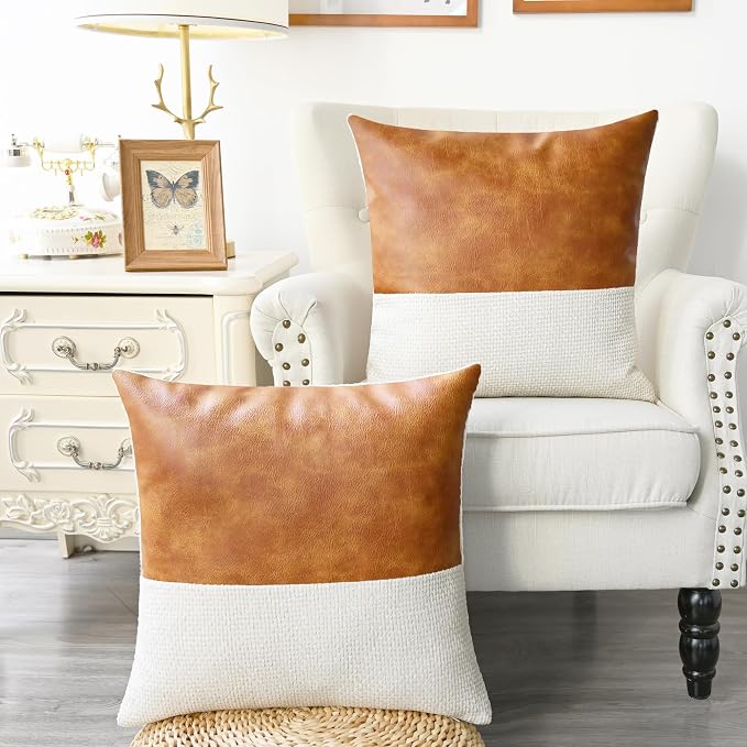 CaliTime Decorative Couch Throw Pillow Covers 18 X 18 Inches Beige