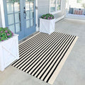 KILOCOCO Beige Striped Rug 4x6 Indoor Outdoor Rugs Washable Front Door Rugs | Cotton Front Porch Rug, Woven Living Room Rug, Low Pile Welcome Mat for Entryway, Layered Farmhouse Kitchen Patio Carpet