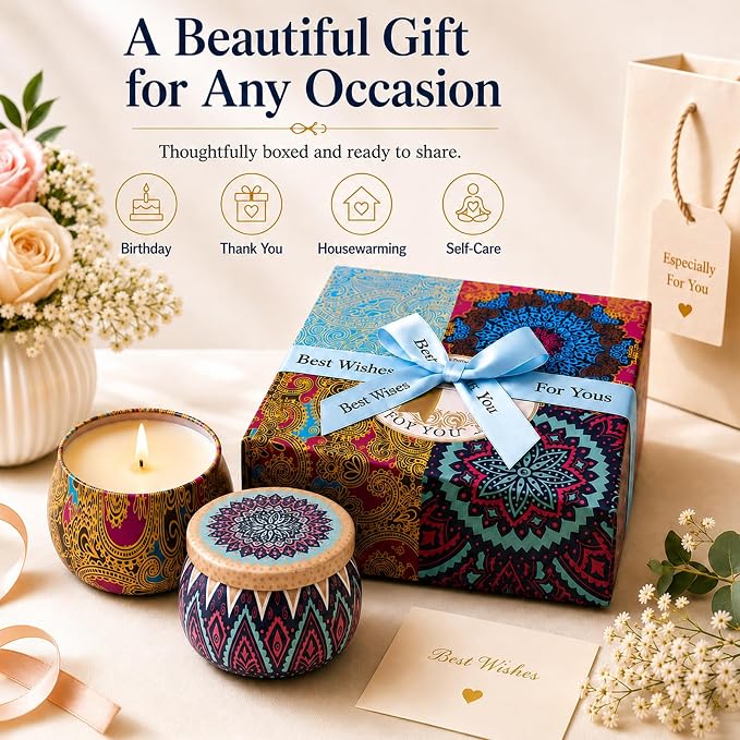 Scented Candles Gift Set for Women, 4 Pack Soy Wax Candles for Home Scented