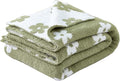 Ultra Soft Cozy Sunflower Knitted Throw Blanket Fluffy Microfiber Checkerboard Bed Blanket Lightweight Both Sides Blanket for Couch Sofa Bed (Sage Green, Throw 50“x60”)