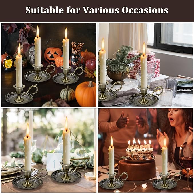 1pcs Vintage Candlestick Holders Brass Candle Stick Holders Decor with Handle for Centerpiece Party Wedding Table Home Decor Gift