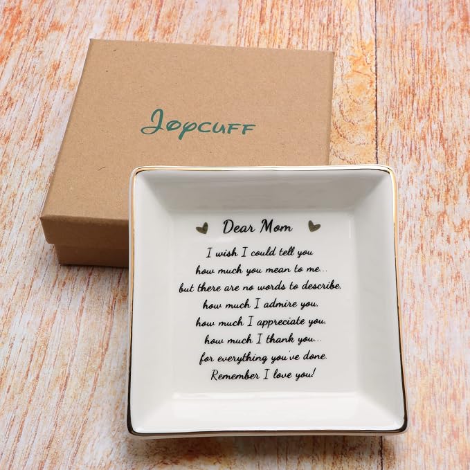JoycuFF Gifts for Mom Birthday Unique from Daughter Ring Trinket Dish Tray Jewelry Ring Holder Mother's Day Thanksgiving Day Christmas Gifts for Mama Mother