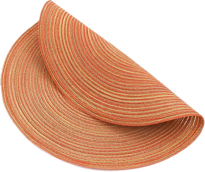 SHACOS Round Braided Placemats Set of 8 Fall Place Mats Washable Polyester 15 inch Round Table Mats for Dining Table Wedding Party Decor (Fall Color Mix, 8)