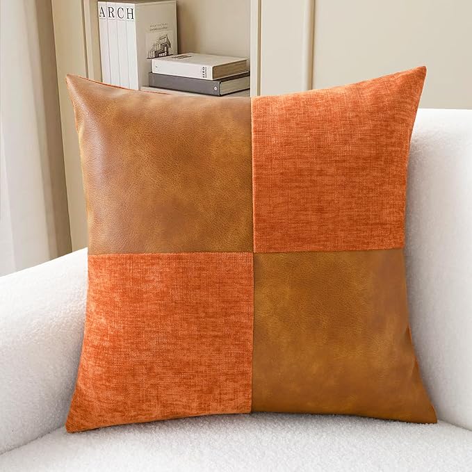 CaliTime Decorative Couch Throw Pillow Covers 18 X 18 Inches Burnt Orange
