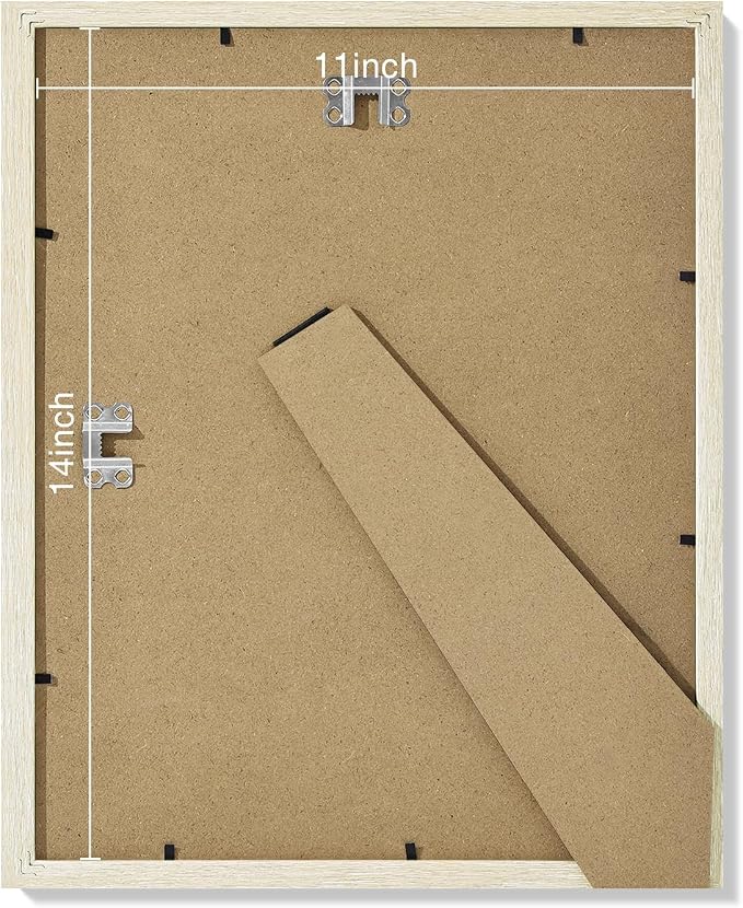 Vittanly 11x14 Picture Frames Set of 9 for Wall Mounting, Cornsilk | Display Pictures 8x10 with Mat or 11x14 without Mat, Engineered Wood with Shatter Resistant Plexiglass, Gallery Photo Frames