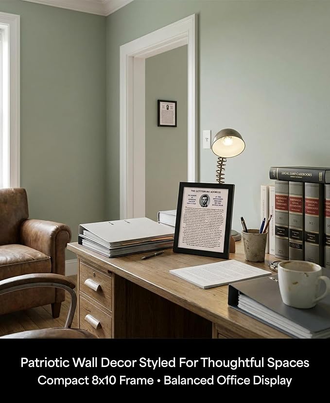 Abraham Lincoln Gettysburg Address Wall Art, Black Framed Print, 8x10 | American history speech poster. Patriotic decor for office, classroom, library. Gift for history buffs, teachers.