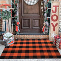 Buffalo Plaid Outdoor Rug 3x5 Ft Orange and Black Checkered Area Rug Halloween Washable Doormats Fall Indoor Outdoor Rugs for Layered Front Door Mats, Porch, Entryway, Kitchen, Farmhouse